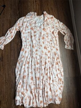 Shop Stevie White Dress with Peach Floral Details , worn once! Like New !
